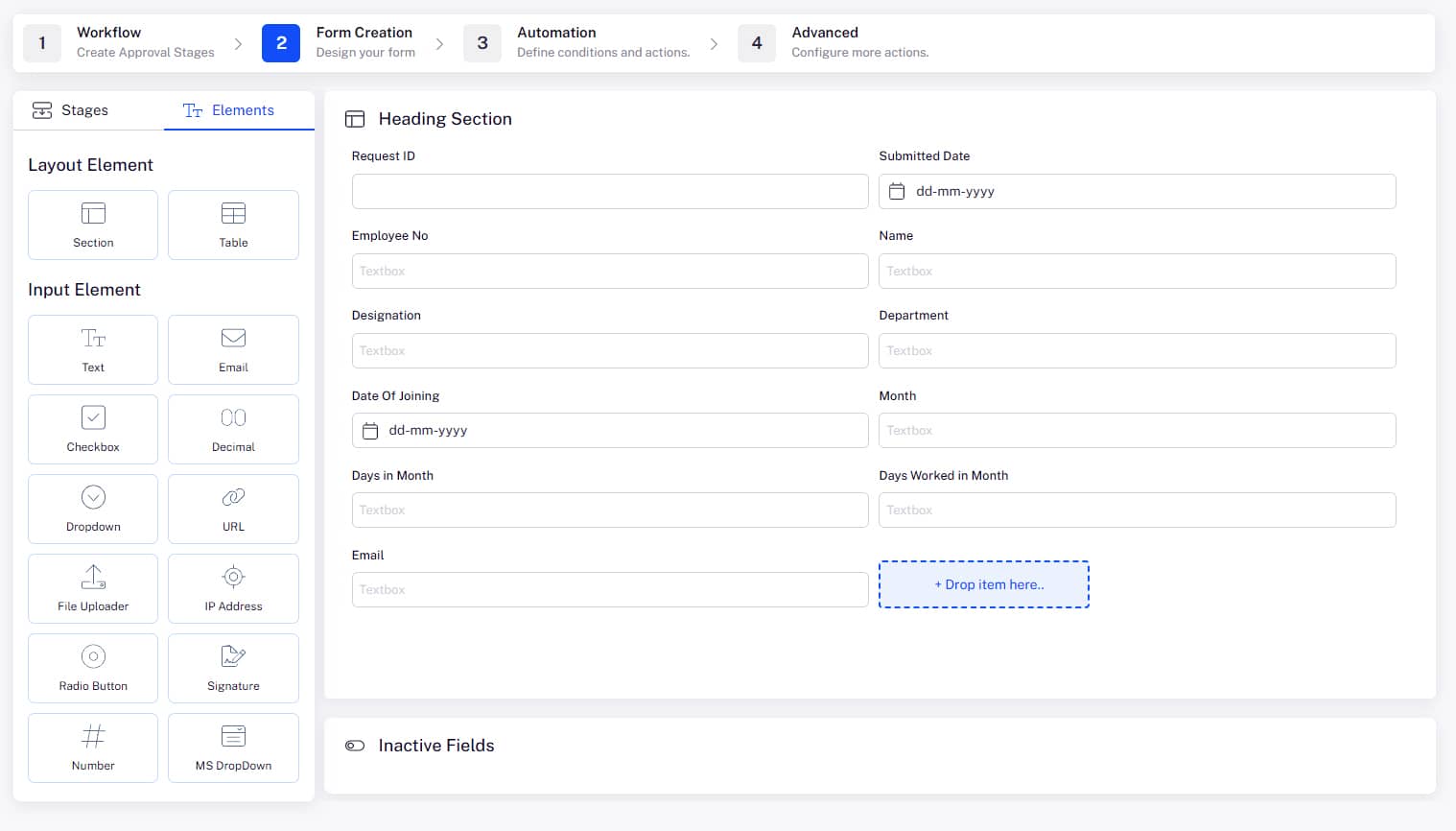 drag and drop form builder